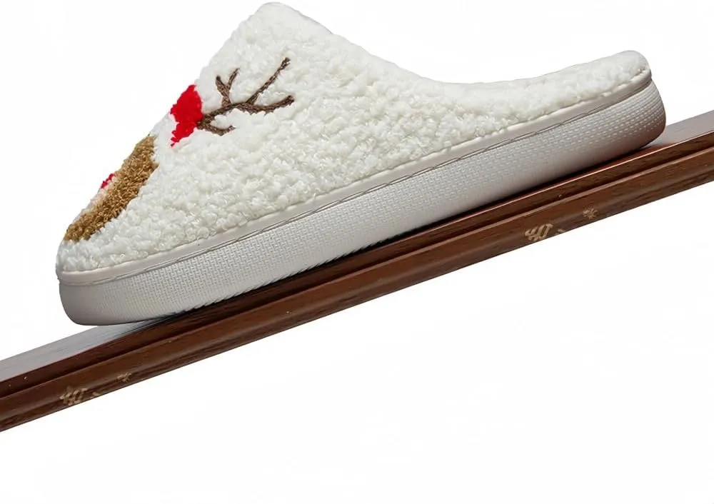 Halloween Slippers for Women Retro Soft Cozy Comfy Plush Lightweight Ghost Face Slip-on Indoor Outdoor Scream Slip on Anti-Skid Sole Christmas House Shoes