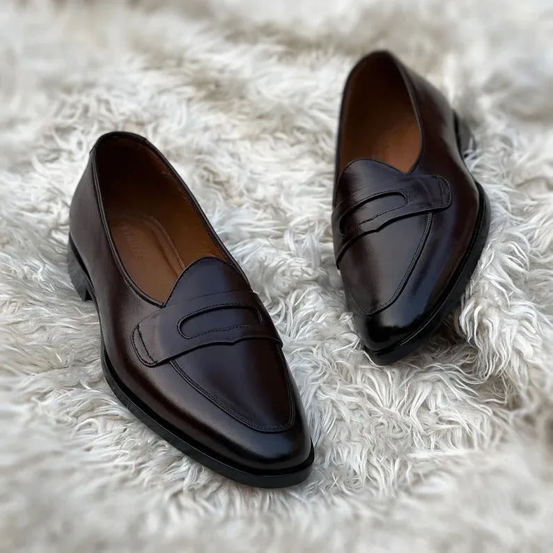 Handmade Black Leather Moccasins for Men