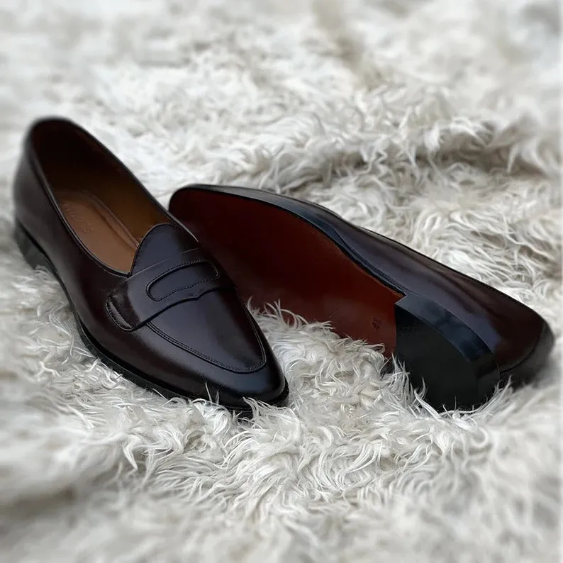 Handmade Black Leather Moccasins for Men