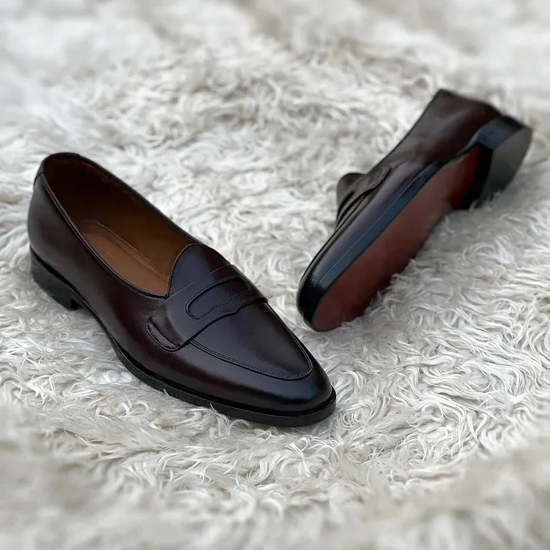 Handmade Black Leather Moccasins for Men