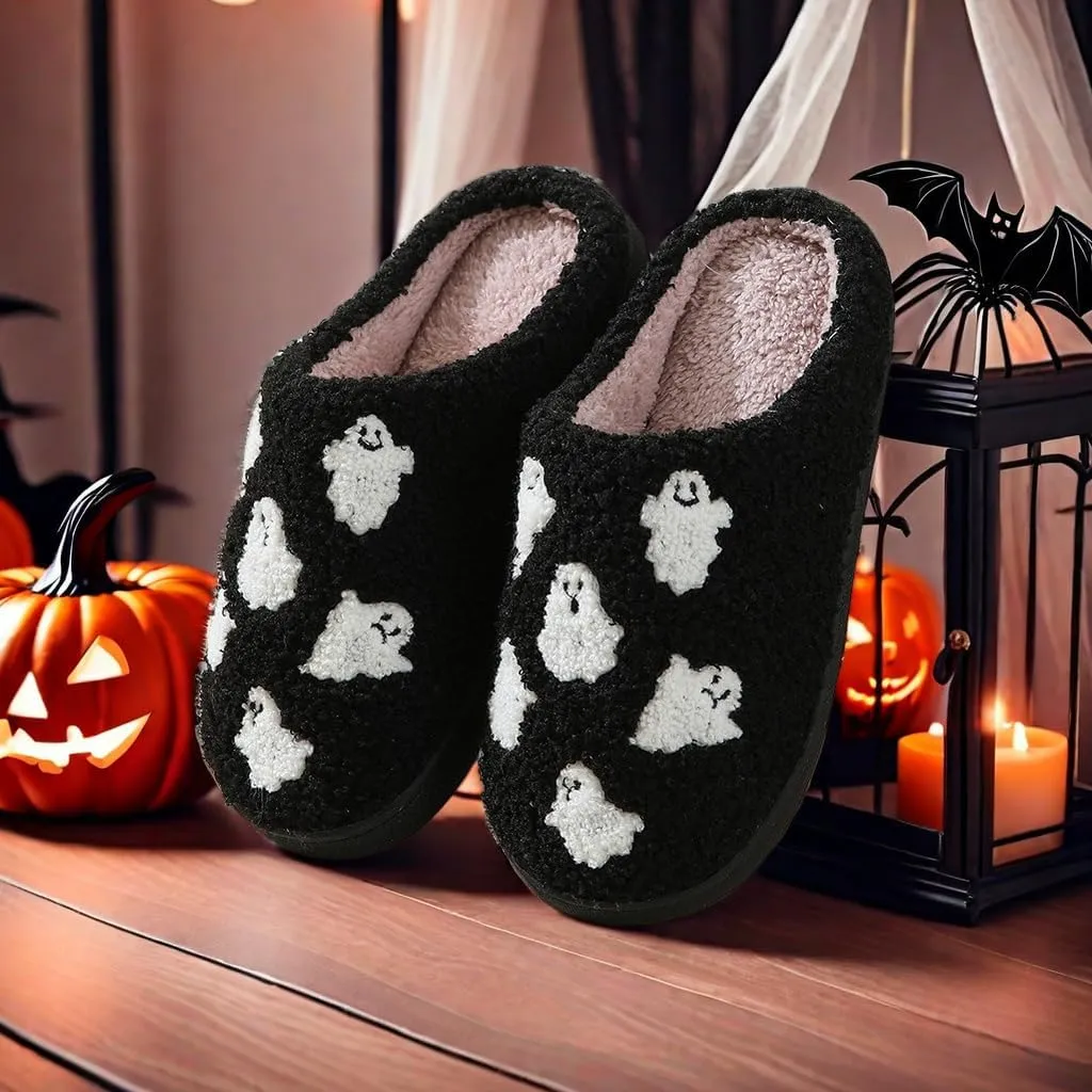 Happy Face Slippers for Women Men,Retro Soft Cozy Comfy Plush Lightweight House Slippers Slip-on Indoor Outdoor Slippers,Slip on Anti-Skid Sole