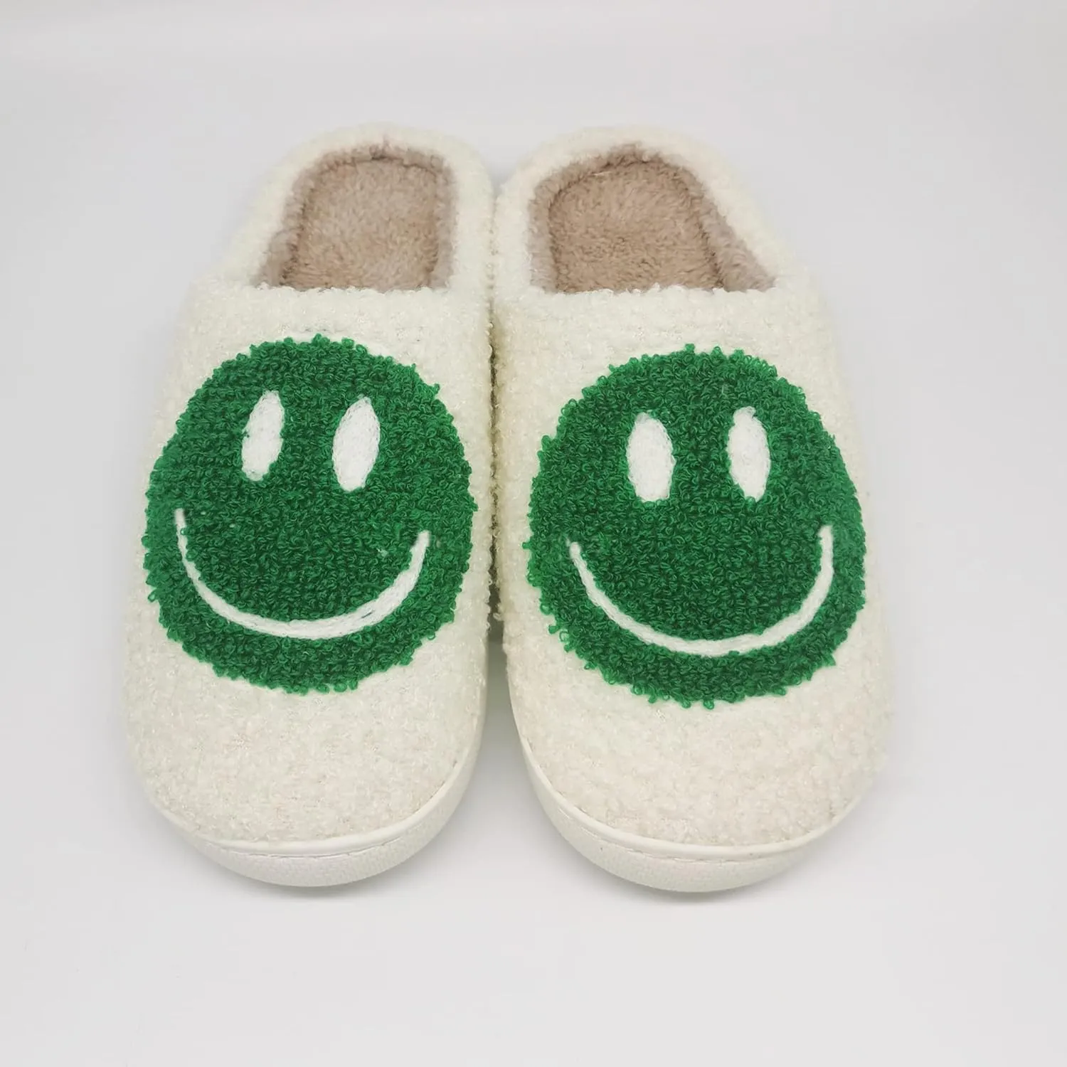Happy Face Slippers Retro Cozy Comfy Plush Warm Slip-on Slippers Winter Soft Fuzzy Indoor House Shoes with Memory Foam for Men Women…