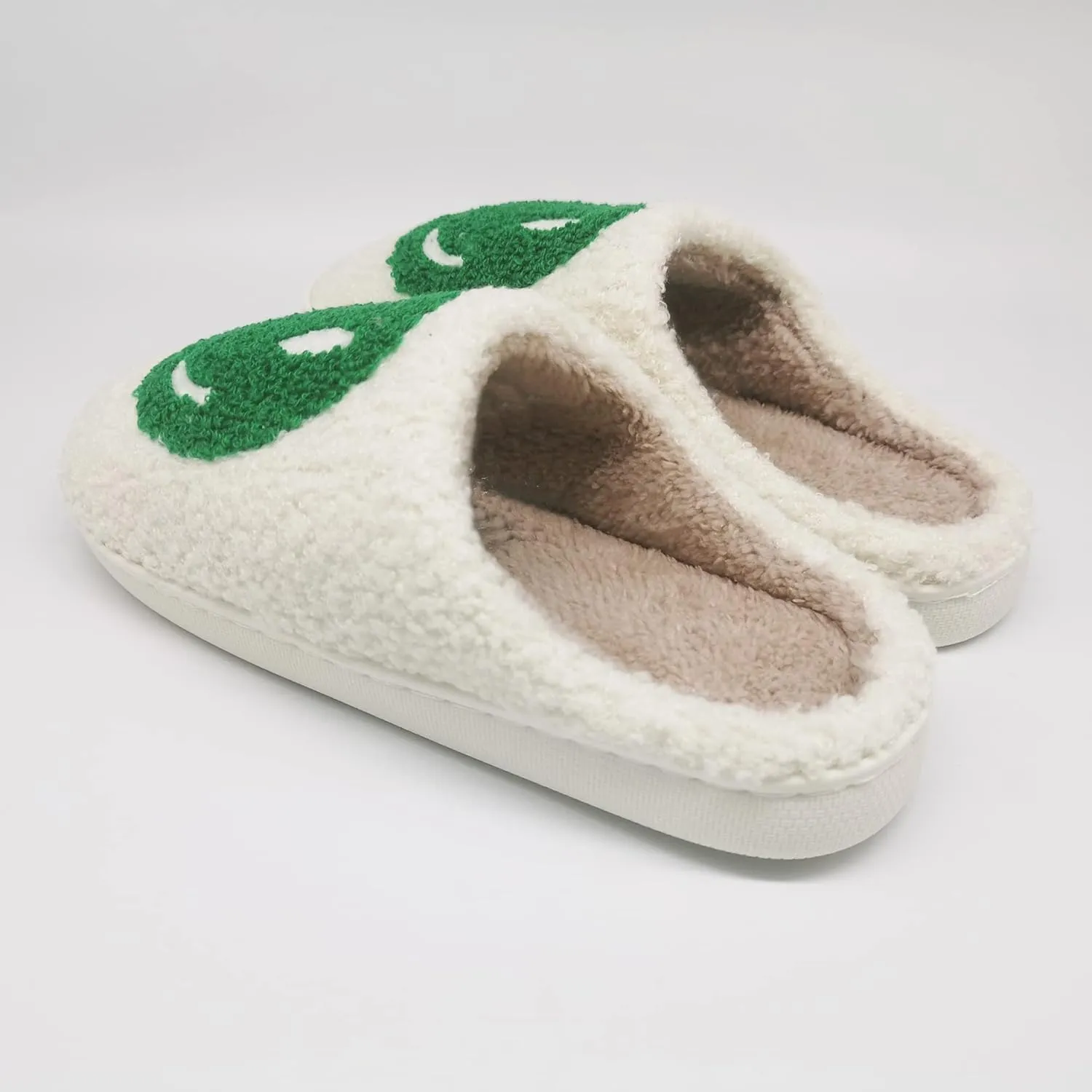 Happy Face Slippers Retro Cozy Comfy Plush Warm Slip-on Slippers Winter Soft Fuzzy Indoor House Shoes with Memory Foam for Men Women…