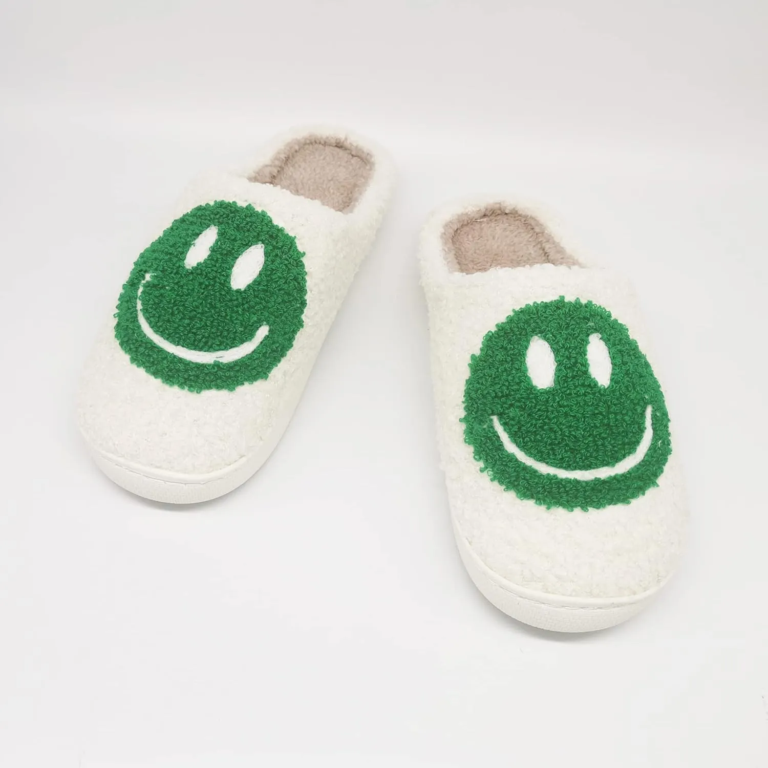 Happy Face Slippers Retro Cozy Comfy Plush Warm Slip-on Slippers Winter Soft Fuzzy Indoor House Shoes with Memory Foam for Men Women…