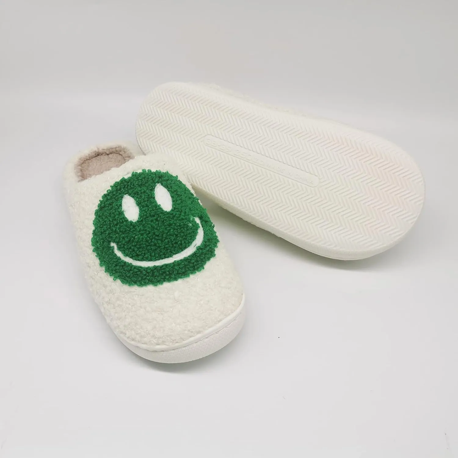 Happy Face Slippers Retro Cozy Comfy Plush Warm Slip-on Slippers Winter Soft Fuzzy Indoor House Shoes with Memory Foam for Men Women…