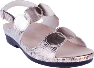 HELLE FASHION * COMFORT WOMEN's TULA GOLD MULTI 2 HOOK & LOOP SLINGBACK SANDAL
