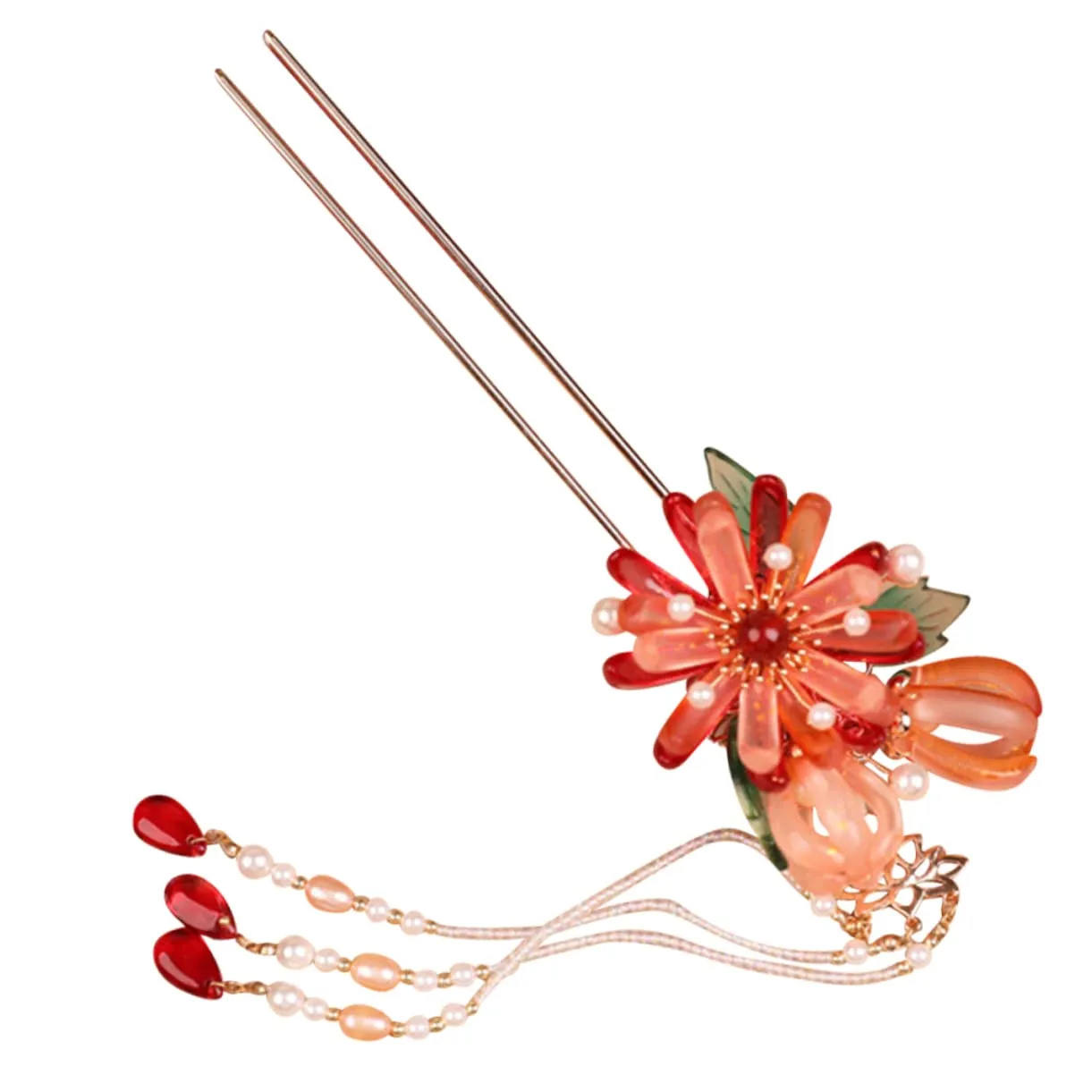 Hemoton Stylish Tassel Hairpin Hair Stick for Women Bridal Hair Fork Flower and Pearl Decor Versatile Hair Accessory