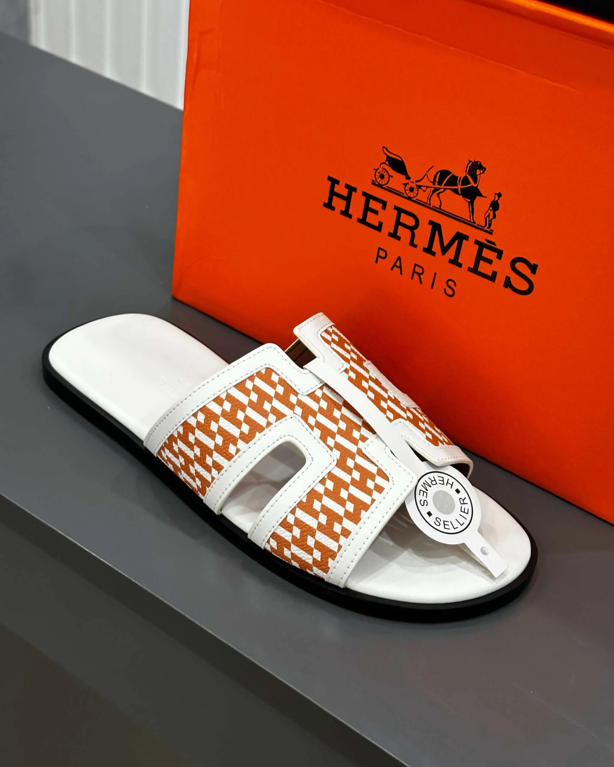 Hermês Sandal Izmir Orange / White