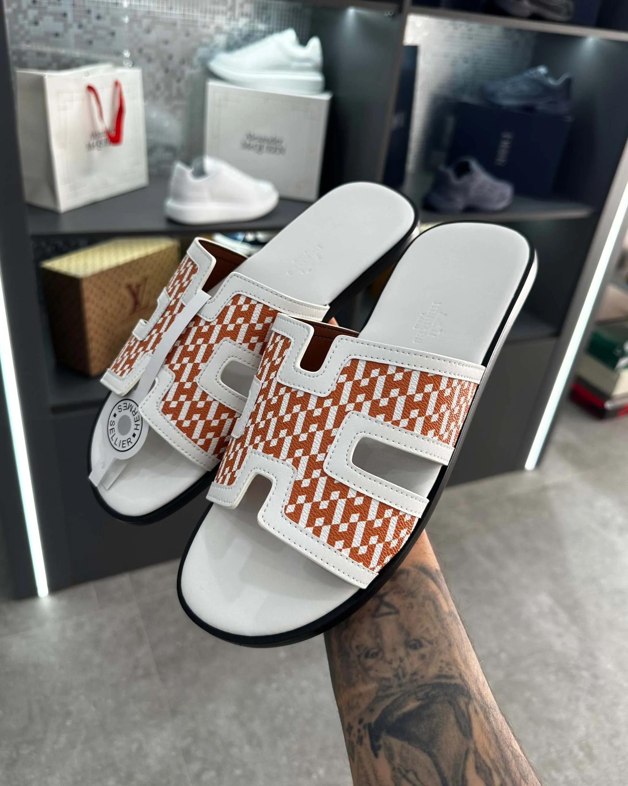 Hermês Sandal Izmir Orange / White