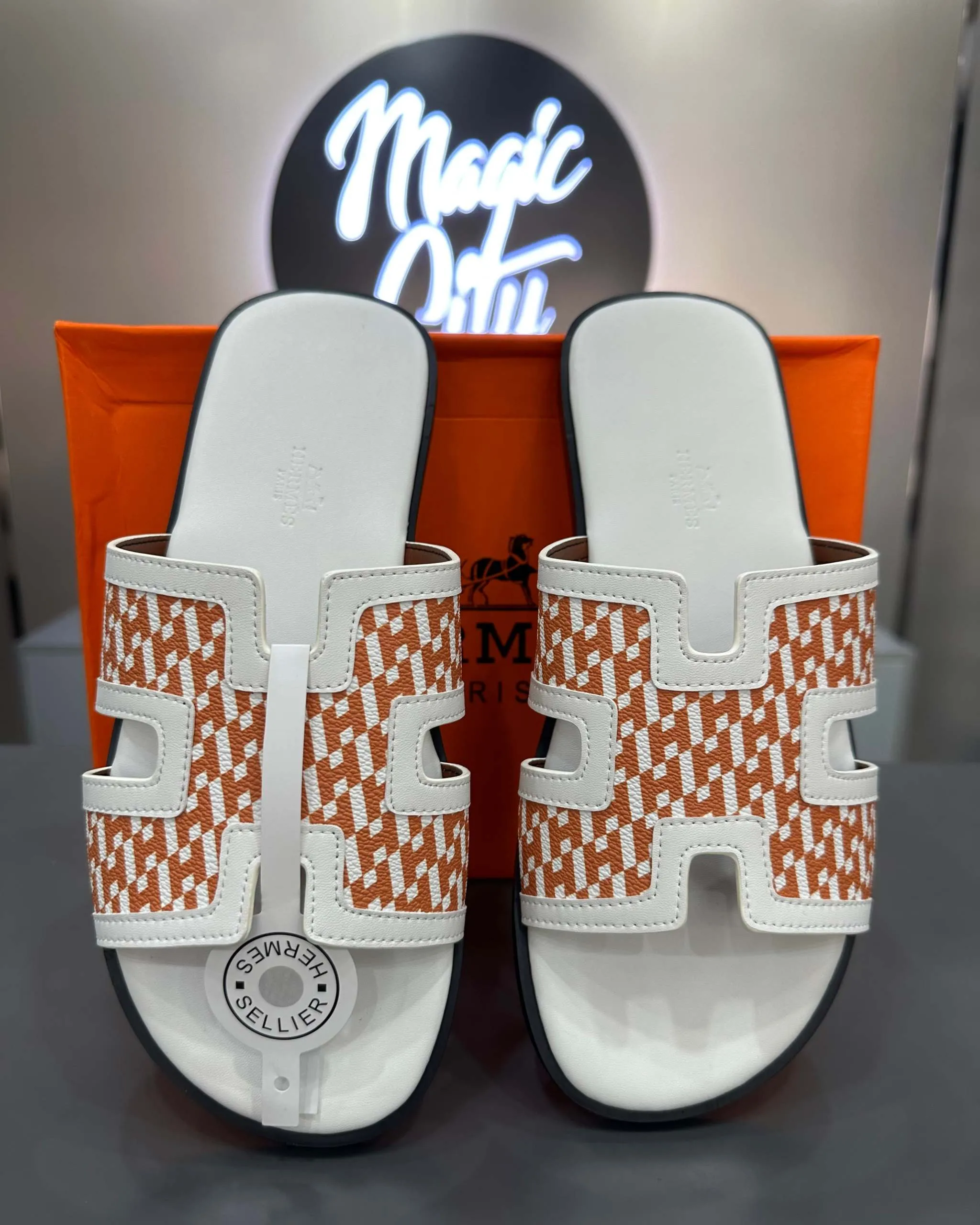 Hermês Sandal Izmir Orange / White