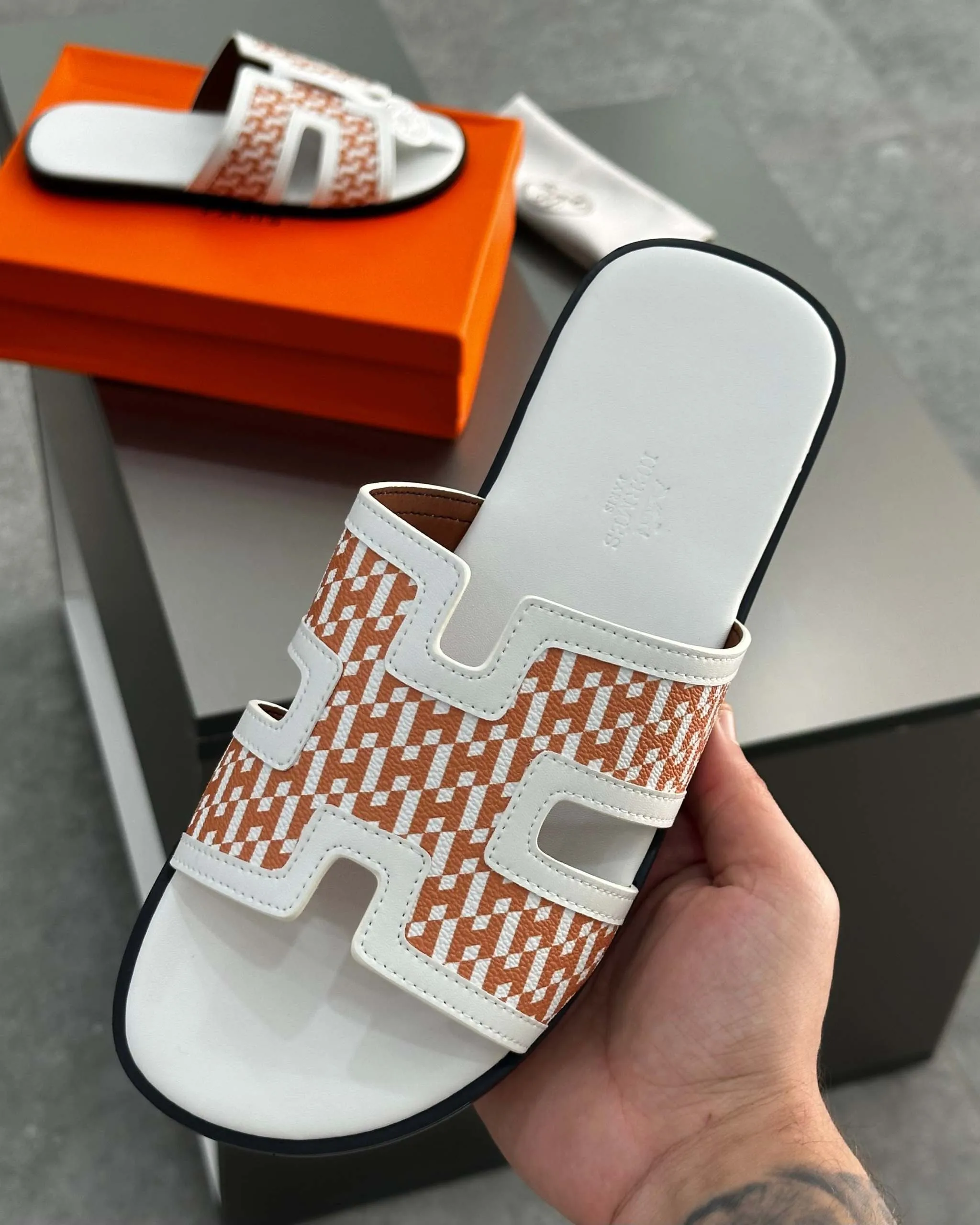 Hermês Sandal Izmir Orange / White