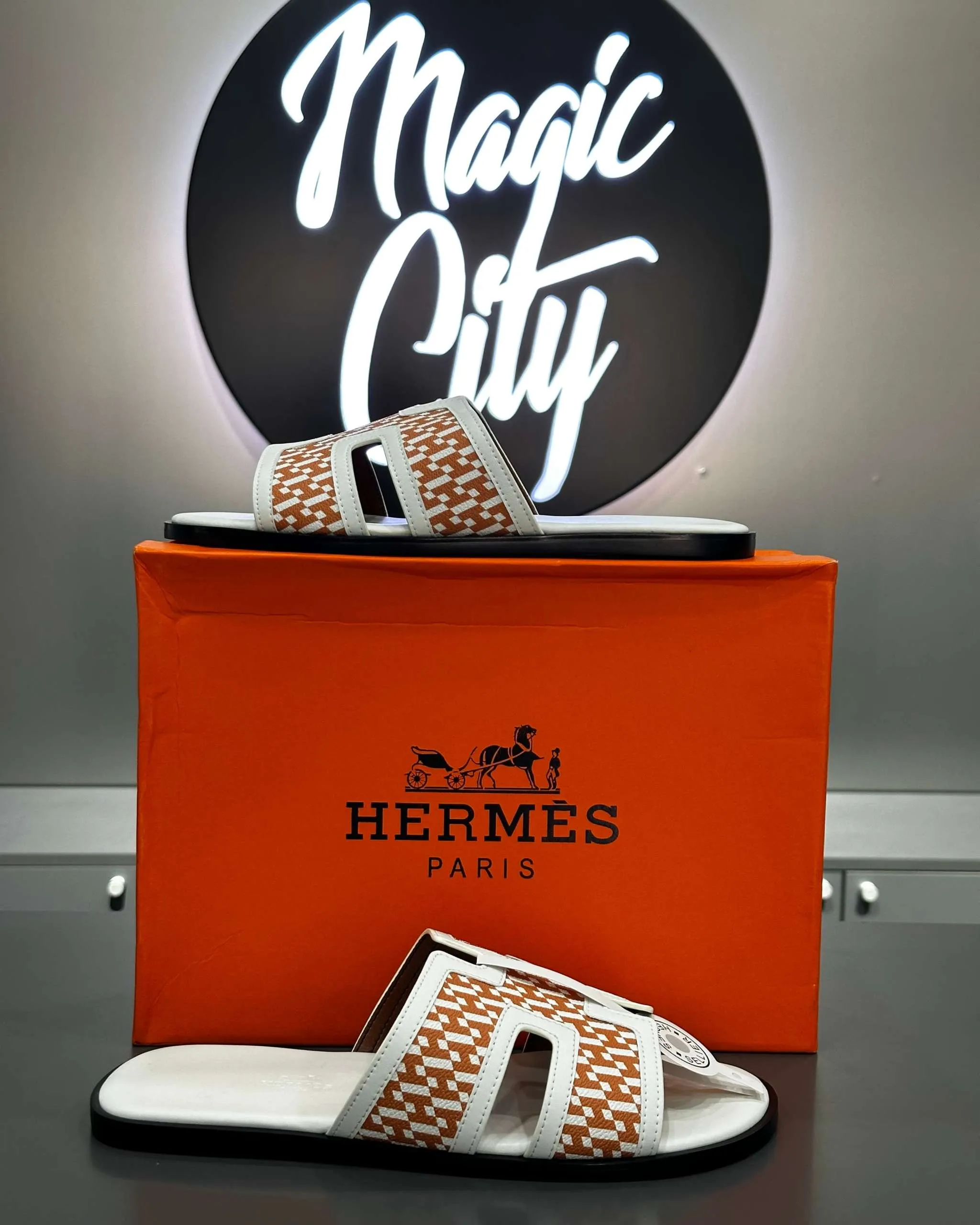 Hermês Sandal Izmir Orange / White