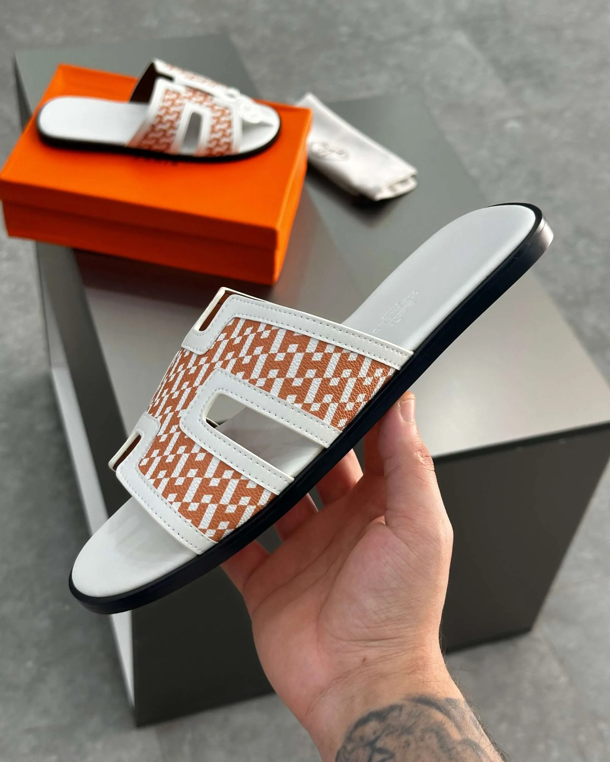 Hermês Sandal Izmir Orange / White