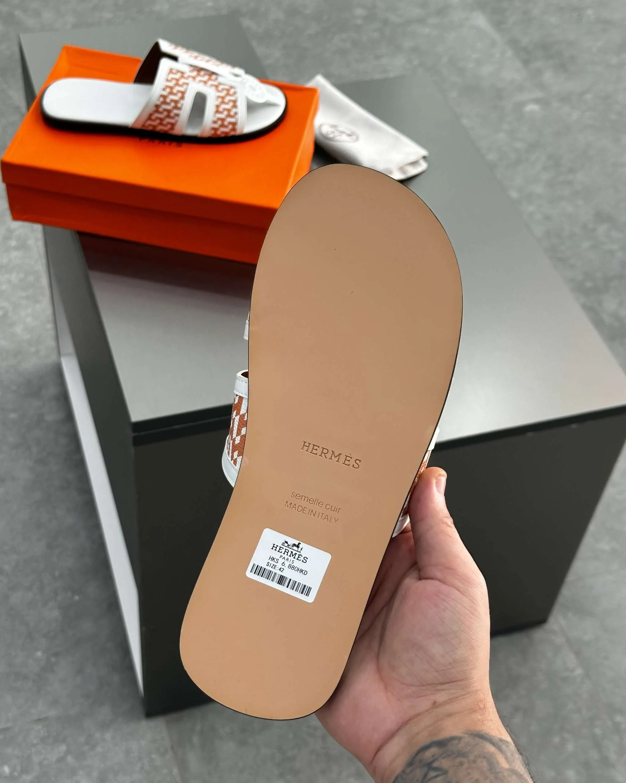 Hermês Sandal Izmir Orange / White