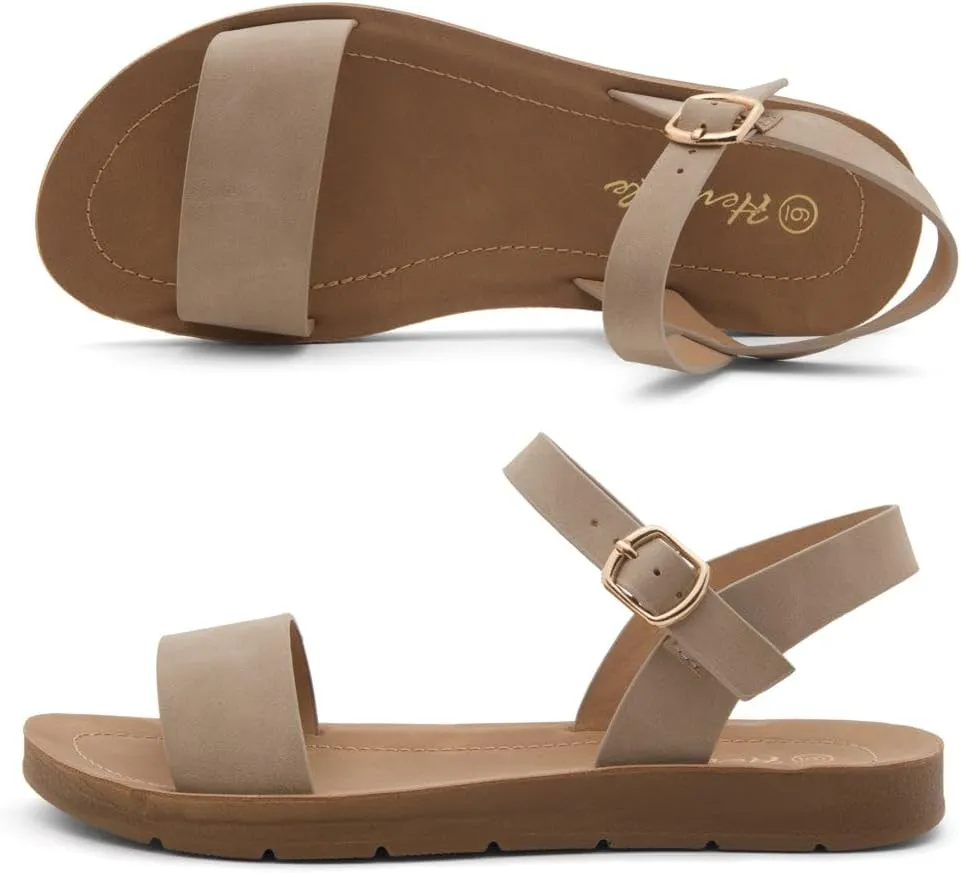Herstyle Monday Womens Open Toes One Band Ankle Strap Flat Sandals
