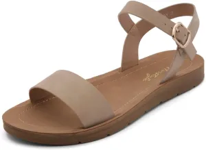 Herstyle Monday Womens Open Toes One Band Ankle Strap Flat Sandals