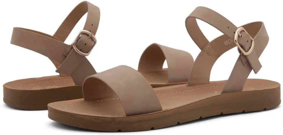 Herstyle Monday Womens Open Toes One Band Ankle Strap Flat Sandals