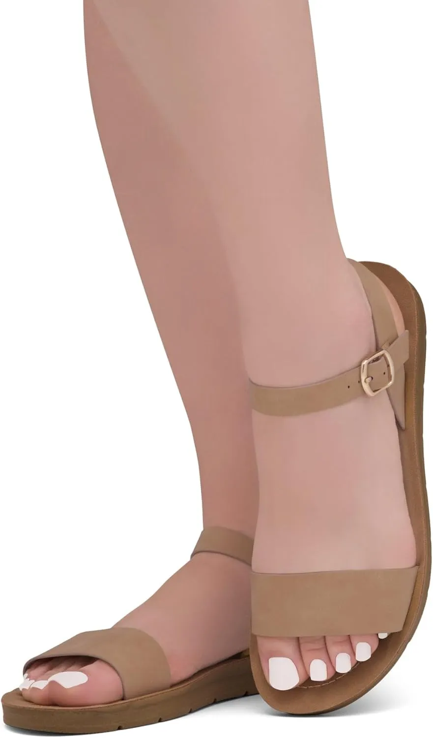 Herstyle Monday Womens Open Toes One Band Ankle Strap Flat Sandals