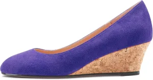 HEUIVZAR Pumps for Women Slip-on Closed Round Toe Block Chunky Wedge Low Heel Pumps Suede Shopping Vacation Classic 2 Inch