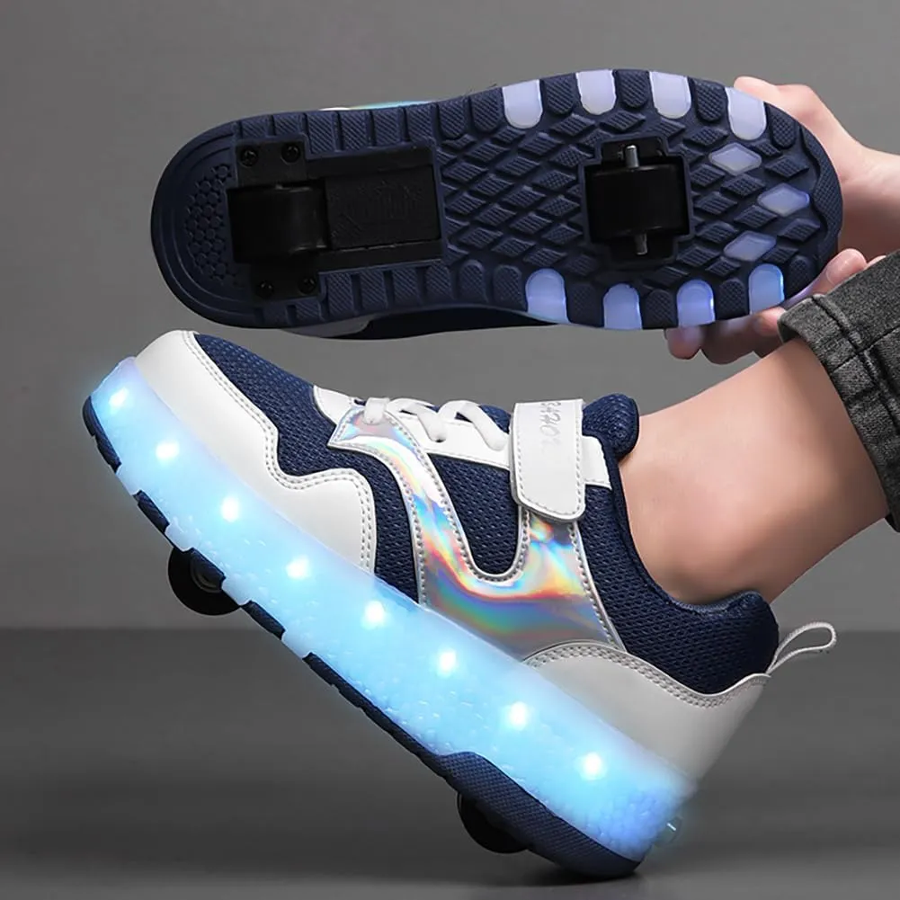 HHSTS Kids Shoes - New Upgraded with Wheels LED Light Color Shoes Shiny Roller Skates Skate Shoes Simple Kids Gifts Boys Girls The Best Gift for Party Birthday Christmas Day