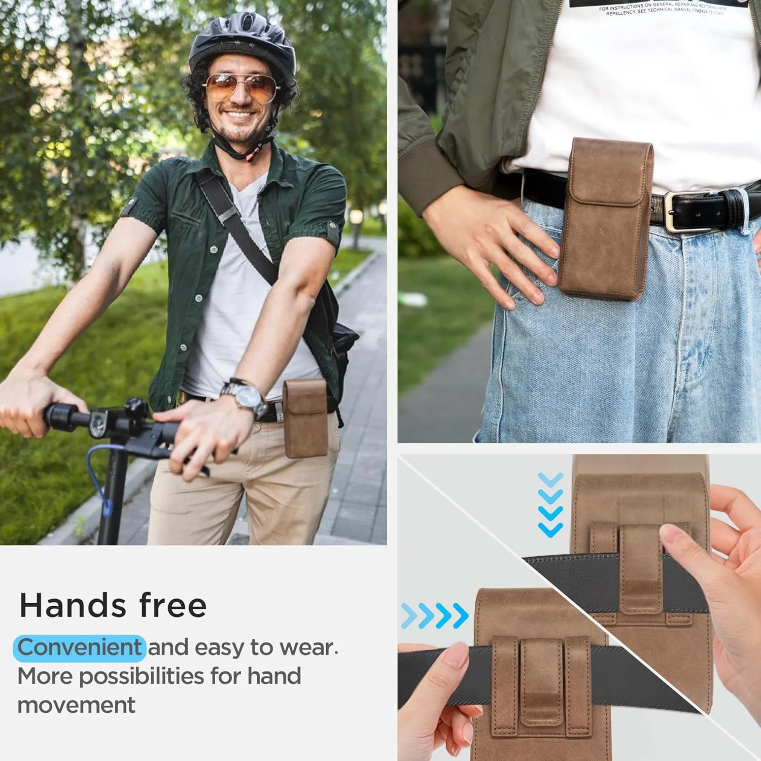 Holster for iPhone 16 Pro Max 15 Pro Max 14 Pro Max 13 Pro Max 12 Pro Max 16 Plus 15 Plus 14 Plus, Premium Leather Pouch with Belt Clip Phone Holster Belt Case, Light Brown -L