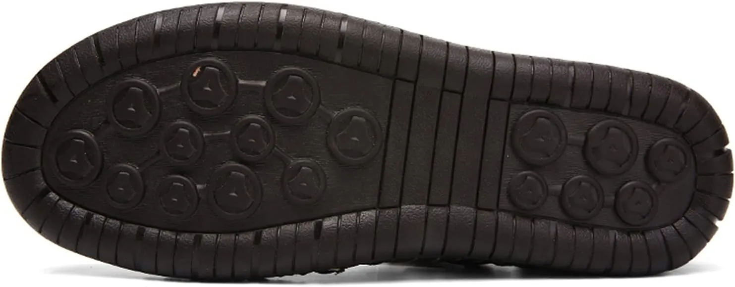 Honeystore Men's Leather Hollow Athletic Sandals Slip-on Roman Casual Shoes