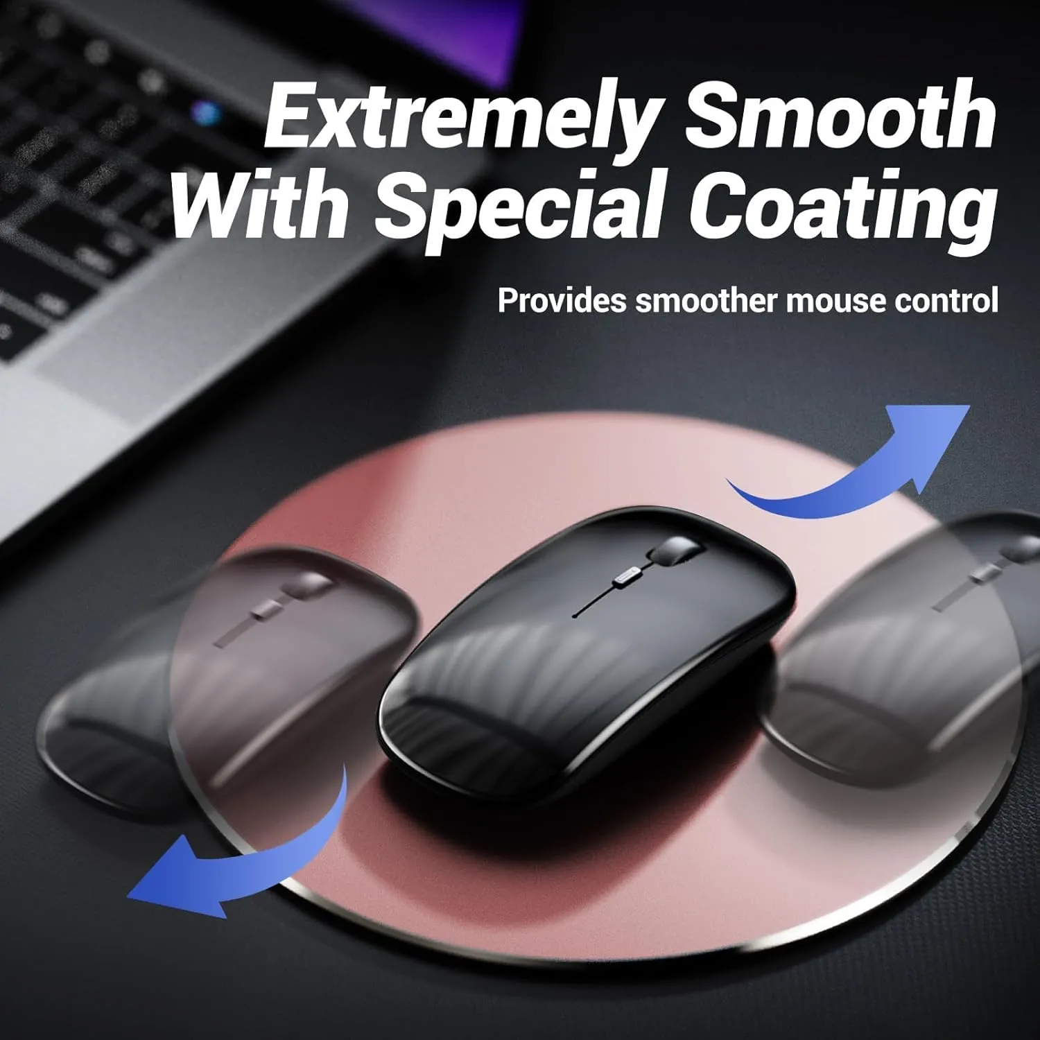 HONKID Metal Aluminum Mouse Pad, Thin Hard Mousepad, Double Sided Waterproof Fast and Accurate Control Mousepad for Laptop, Computer and PC, Office, 7.87 * 7.87 Round Pink