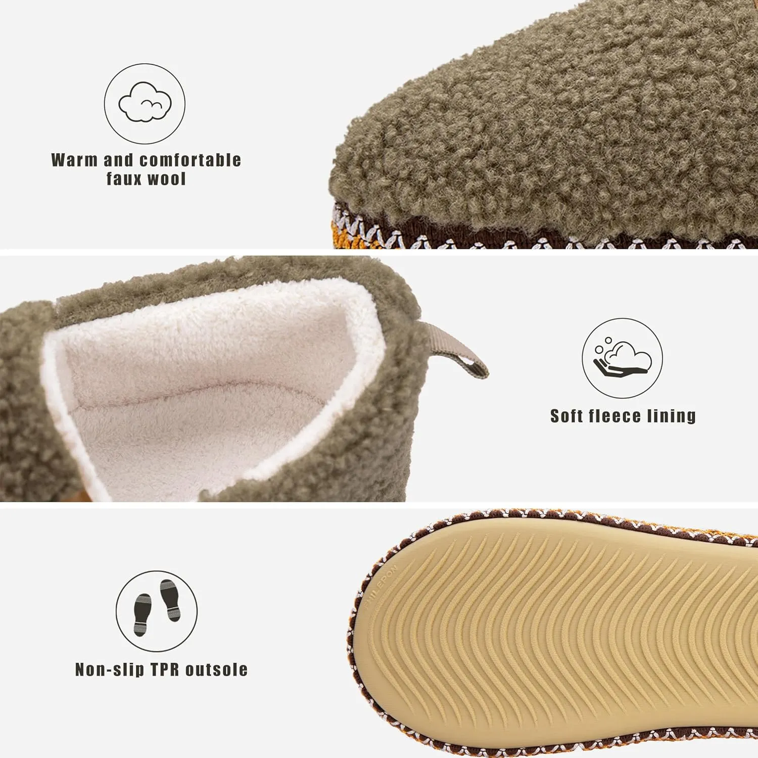 House Slippers for Women Winter Warm House Shoes with Memory Foam Indoor Fuzzy Comfort Anti-Skid Soft Loafer Shoes