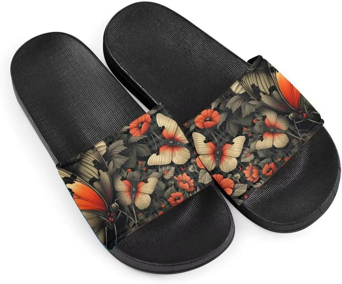 Howilath Blue Butterfly Print Summer Slide Slippers for Men Women Kid, Sunflower Colorful Tie-dye Animals House Slippers Slide Sandal Non-Slip Light Weight