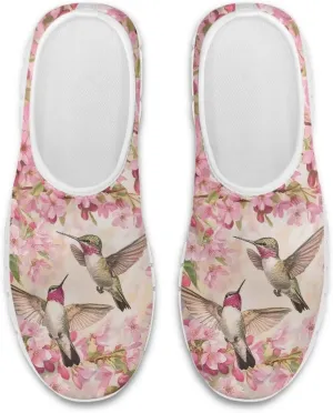 Howilath Hummingbird & Mushroom Slip on Shoes Women Casual Sport Shoes No Laces Running Sneakers with EVA Sole