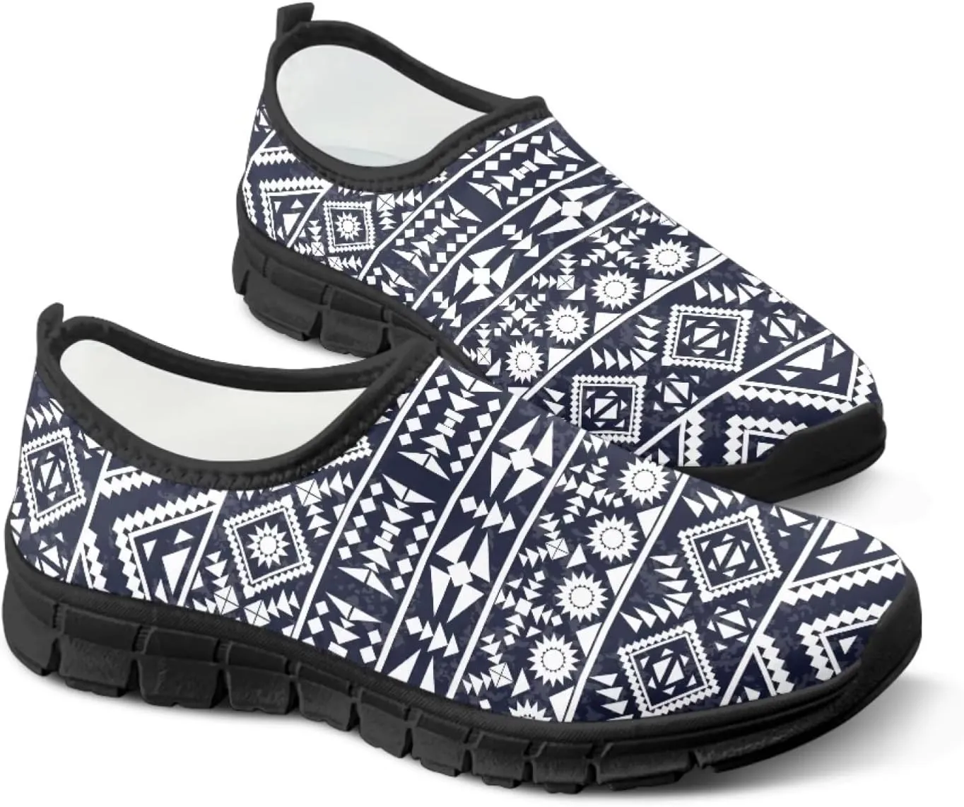 Howilath Mandala Print Slip on Loafers for Women No Laces Casual Sport Shoes Hands Free Shoes with Anti-Slip Sole