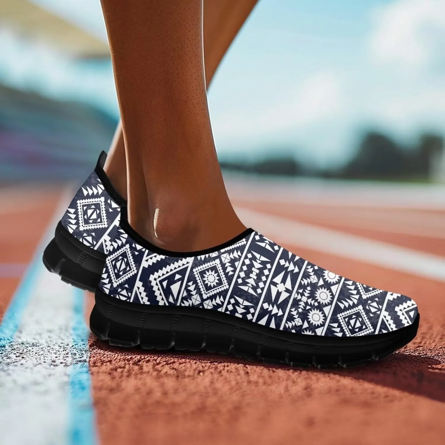 Howilath Mandala Print Slip on Loafers for Women No Laces Casual Sport Shoes Hands Free Shoes with Anti-Slip Sole