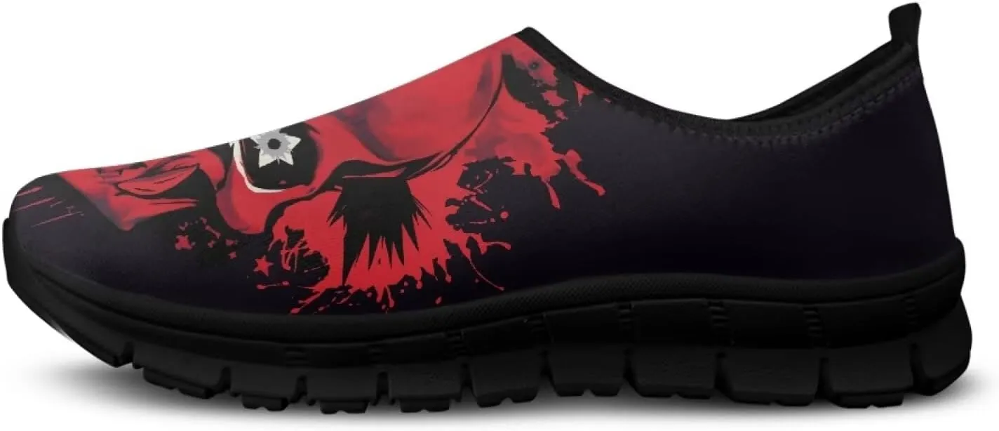 Howilath Skull Print Slip on Shoes for Men Casual House Shoes Running Sneakers Hands Free Shoes with Anti-Slip Sole