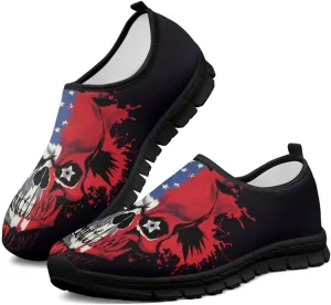 Howilath Skull Print Slip on Shoes for Men Casual House Shoes Running Sneakers Hands Free Shoes with Anti-Slip Sole