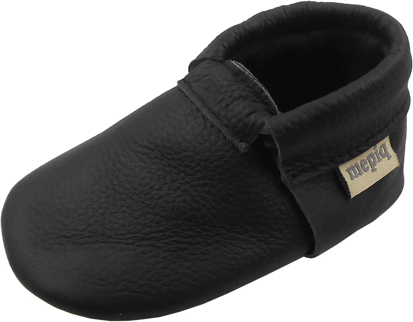 Infant Baby Moccasins with Rubber Sole - Soft Leather Anti Slip Crib Walking Baby Shoes Brown