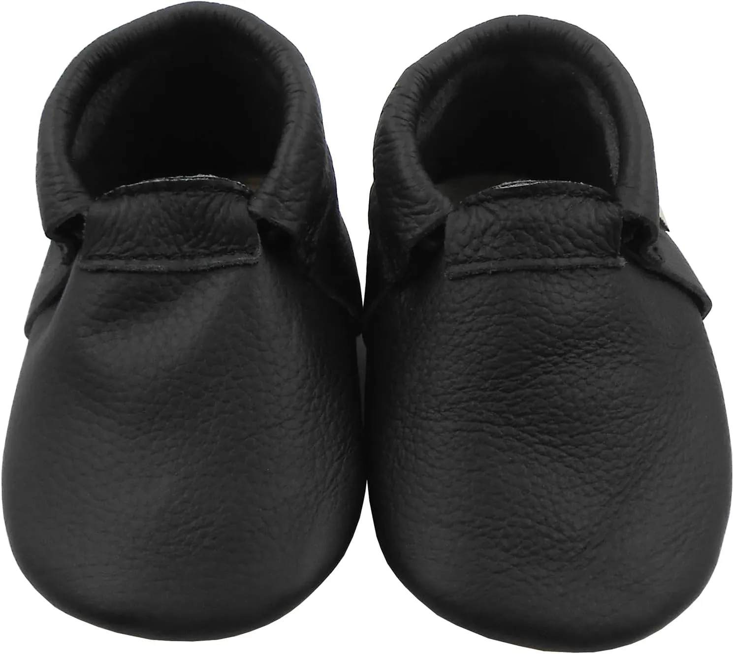 Infant Baby Moccasins with Rubber Sole - Soft Leather Anti Slip Crib Walking Baby Shoes Brown