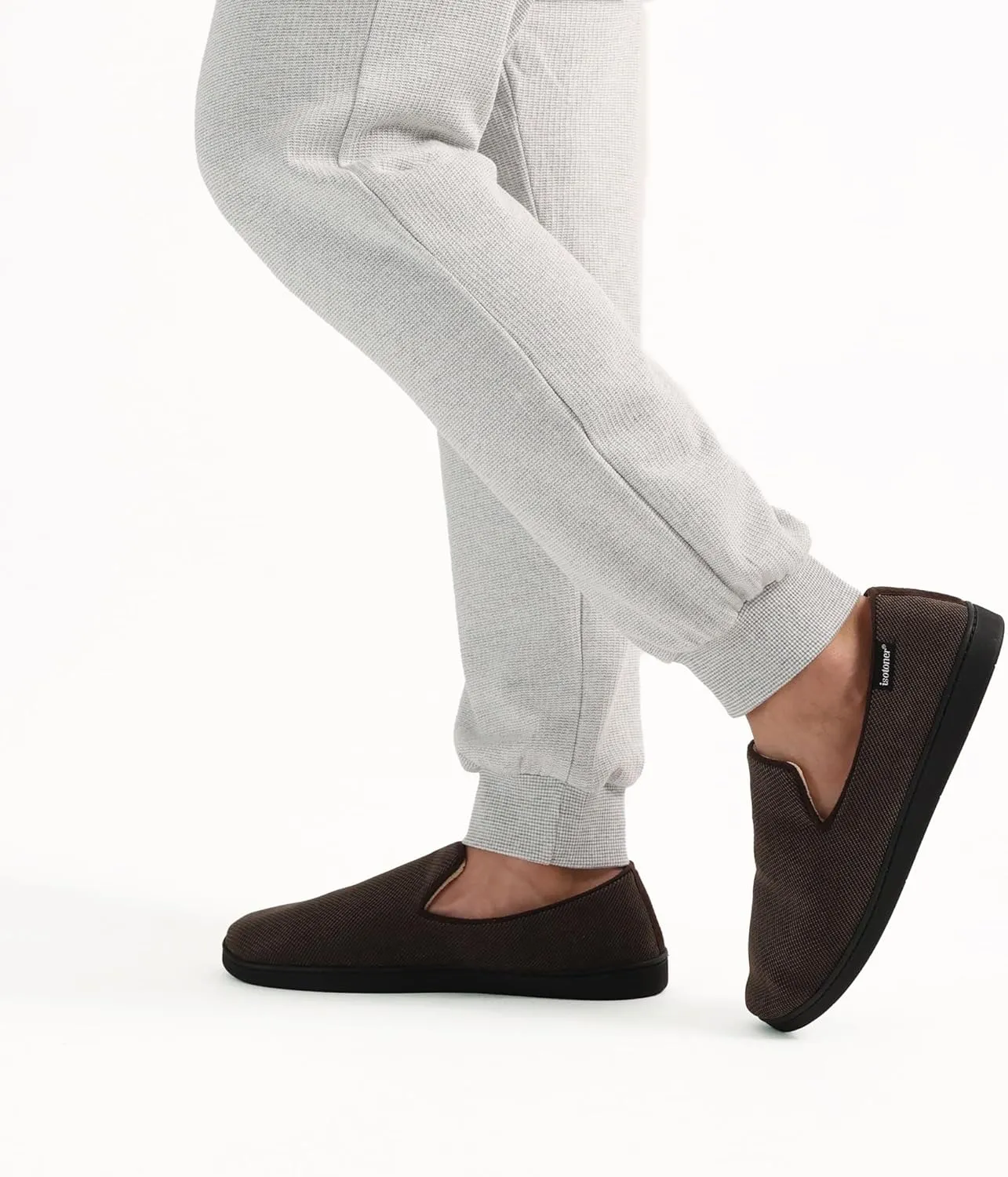 isotoner Men's Diamond Corduroy Slippers-Gel Memory Foam Moccasin, Washable, Moisture-Wicking Lining