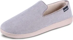 isotoner Men's Diamond Corduroy Slippers-Gel Memory Foam Moccasin, Washable, Moisture-Wicking Lining