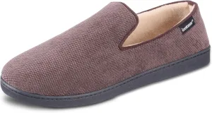 isotoner Men's Diamond Corduroy Slippers-Gel Memory Foam Moccasin, Washable, Moisture-Wicking Lining