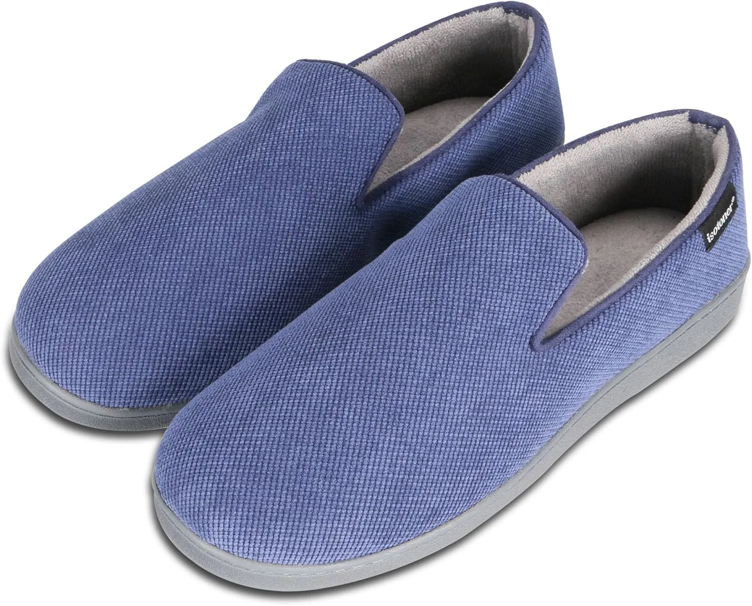 isotoner Men's Diamond Corduroy Slippers-Gel Memory Foam Moccasin, Washable, Moisture-Wicking Lining