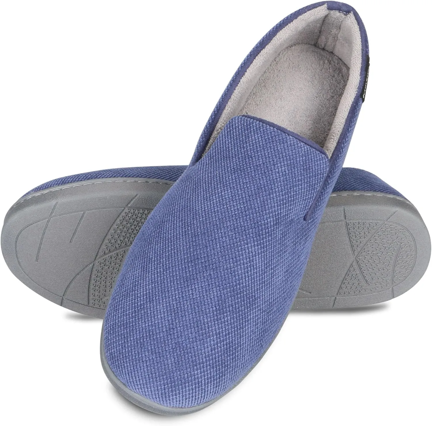 isotoner Men's Diamond Corduroy Slippers-Gel Memory Foam Moccasin, Washable, Moisture-Wicking Lining