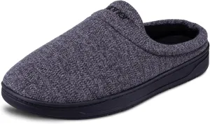 isotoner Men's Heathered Knit Brady Clog Slipper, Memory Foam, Enhanced Heel Cushion, Indoor/Outdoor Outsole
