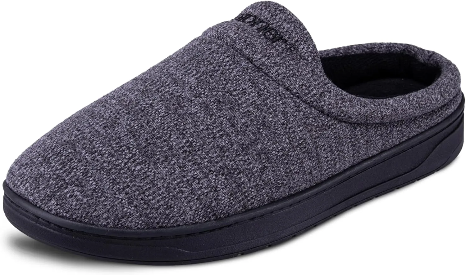 isotoner Men's Heathered Knit Brady Clog Slipper, Memory Foam, Enhanced Heel Cushion, Indoor/Outdoor Outsole