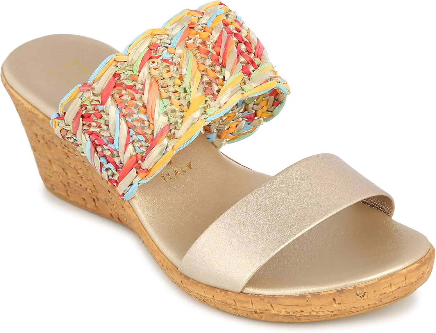 ITALIAN Shoemakers Womens Beach Wedges 7 Bright MUL