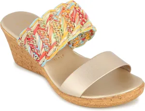 ITALIAN Shoemakers Womens Beach Wedges 7 Bright MUL