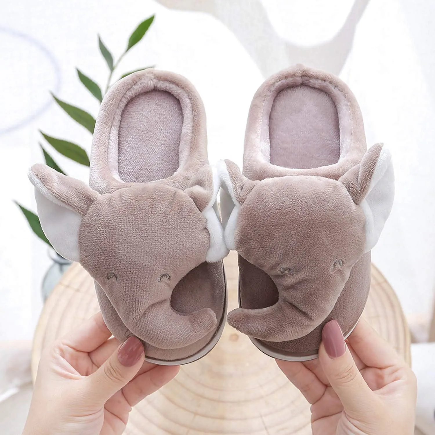ixiton Adult unisex Winter warm Cartoon animal slippers,Cozy Memory foam Animal-shaped slippers,Cartoon elephant slippers,Indoor And Outdoor Non-slip slippers