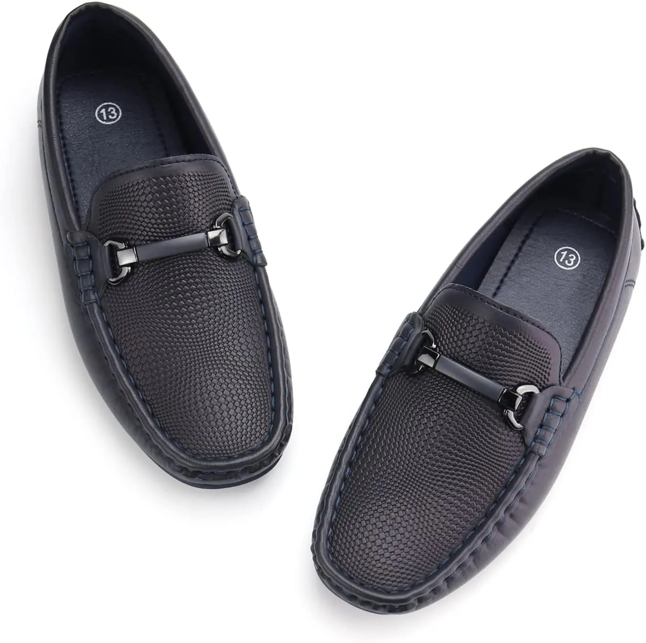JABASIC Kids Penny Loafer Casual Slip-On Moccasin Flats Boys Dress Shoes