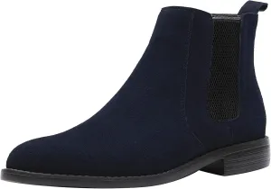 JIONS Men Chelsea Slip On Suede Boots Lightweight Leather Casual Dress Ankle Shoes (Blue 39/7 M US)