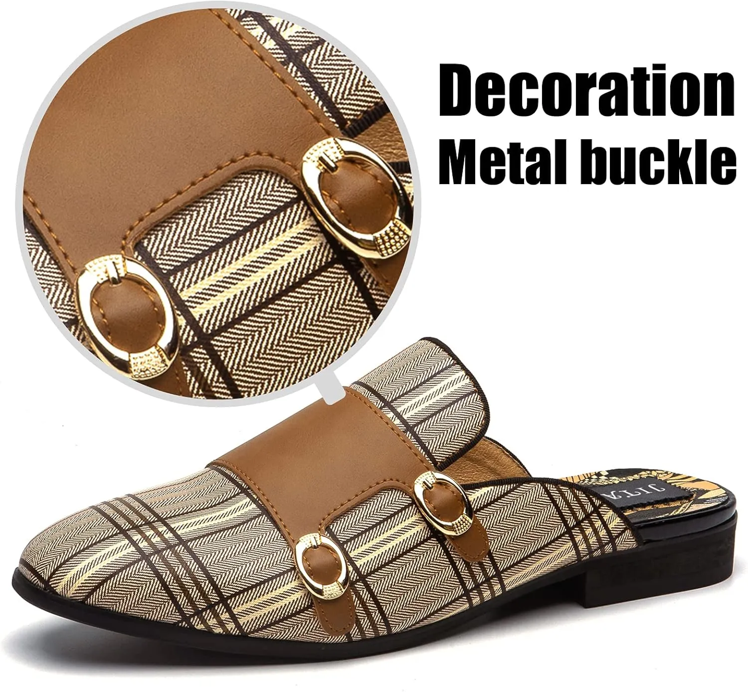 JITAI Men's Mules - Slip-On Loafers, Casual Half Loafers, Backless Sandals
