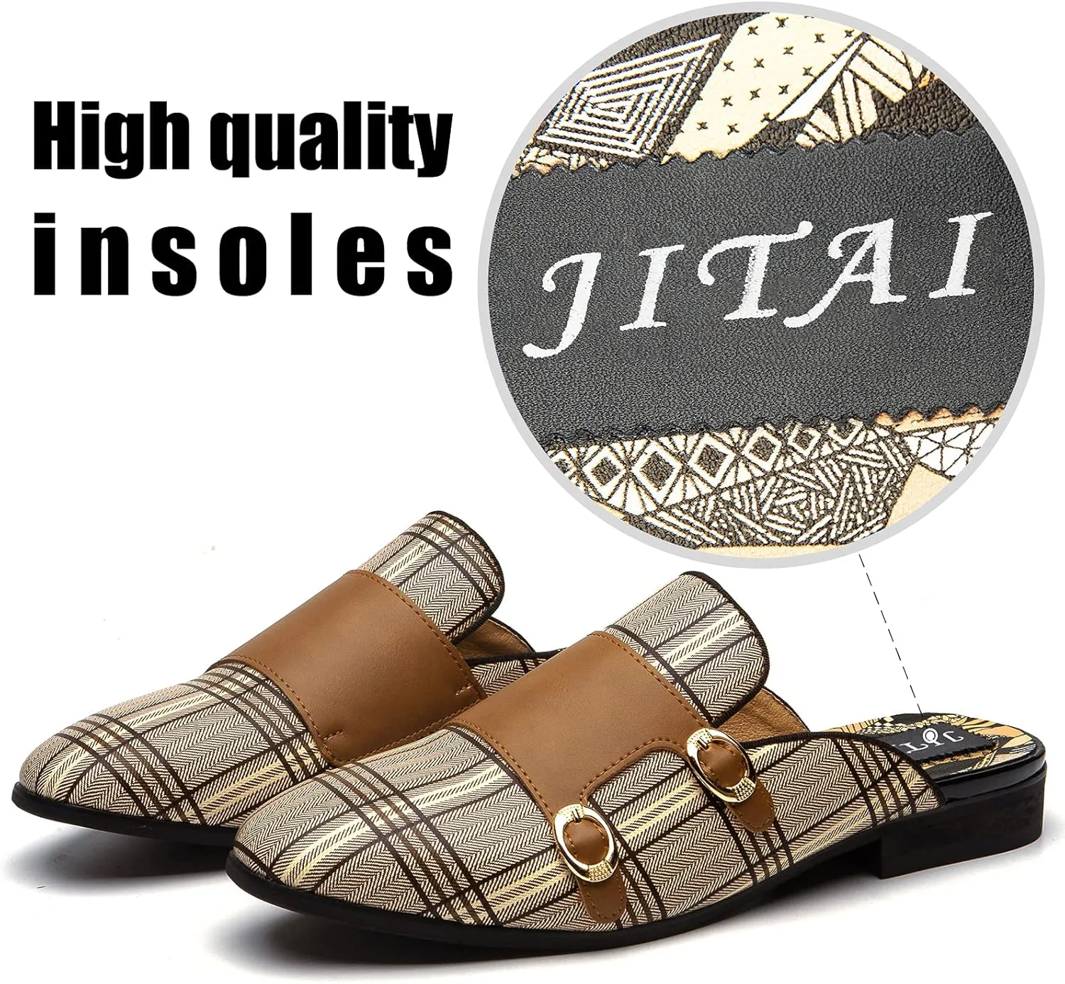 JITAI Men's Mules - Slip-On Loafers, Casual Half Loafers, Backless Sandals